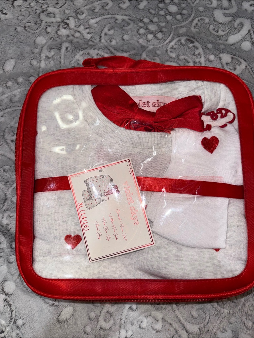 Violet Skye Girls Valentine Heart Fleece Lounge Set XL 14/16 NWT